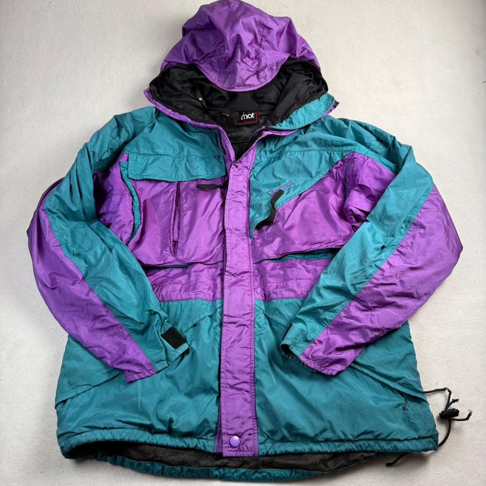 Marmot Vintage Gore-Tex Mountain Parka‎ Jacket Teal Purple Mens M Distressed